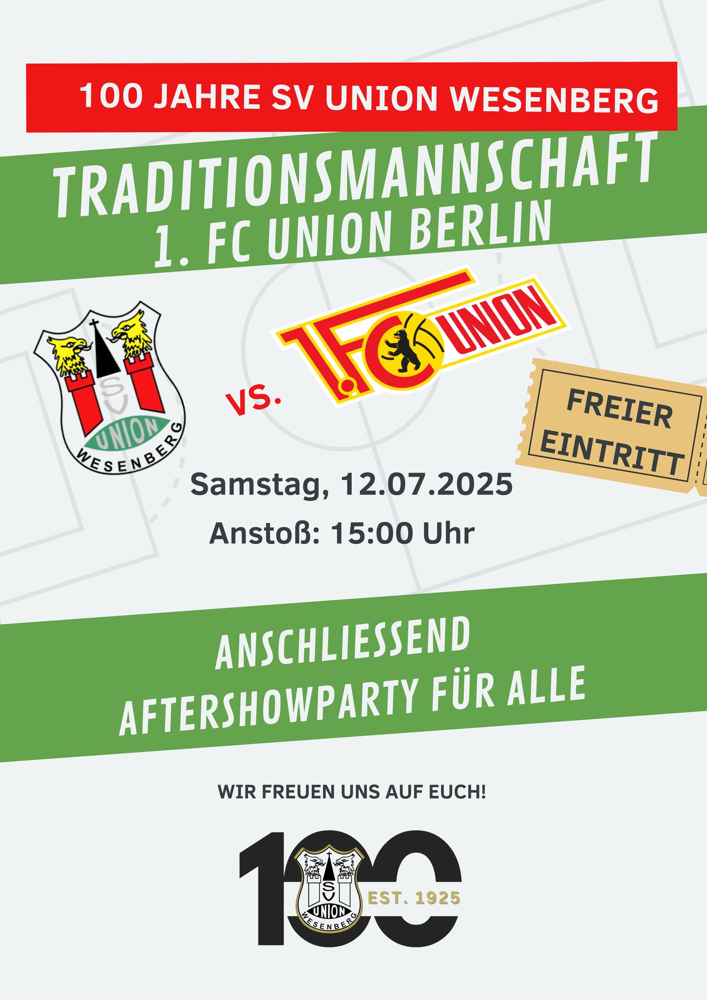 Union Wesenberg trifft auf Union Berlin: Jubiläumsspiel heute im ...